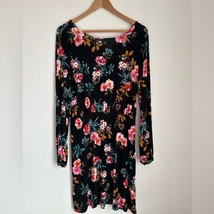 NWT-Black open back floral dress -Loft